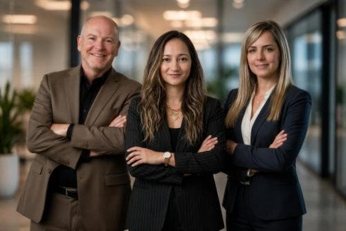 Ejecutivos de TEAM International y Sitecore posan en un entorno corporativo, destacando su alianza para impulsar