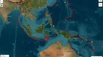 Mapa de la región de Indonesia mostrando la ubicación del terremoto de 7.7 en Flores y las fallas tectónicas circundantes.