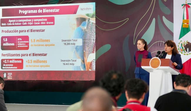 Claudia Sheinbaum y la secretaria de Agricultura presentan datos sobre los Programas para el Bienestar en Zacatecas, destacando apoyos al campo.