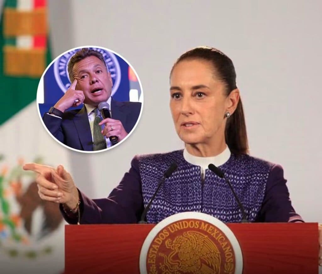 Claudia Sheinbaum durante una conferencia, criticando el plan de financiamiento del gobernador Pablo Lemus sobre el agua en Jalisco.